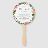 Marine koraal botanische bruiloft programma hand f handwaaier (Voorkant)