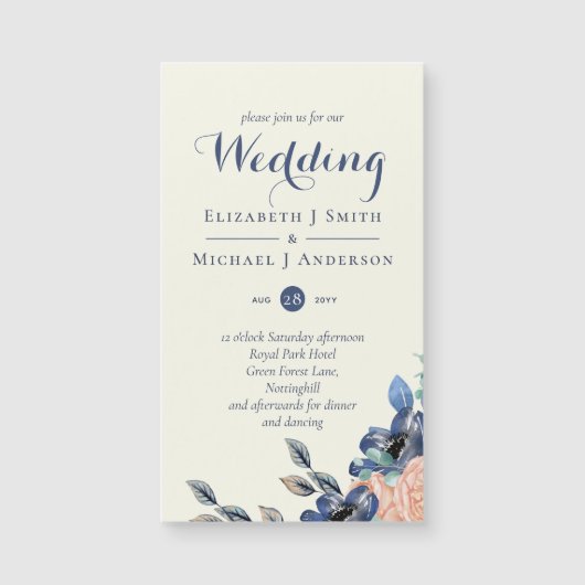 Marine Koraal Elegantie - Bloemige Trouwitems (Voorkant)