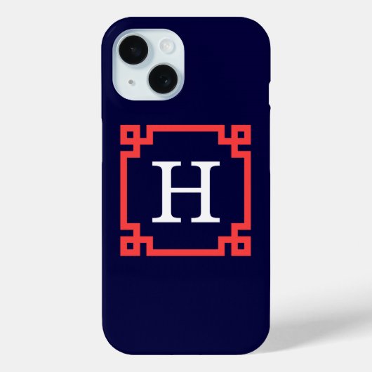 Marine, Koraalrood Griekse Sleutel Frame #2 Init M Case-Mate iPhone Case (Achterkant)