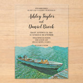Marine kustboot strandbestemming bruiloft acryl uitnodigingen (Voorkant)