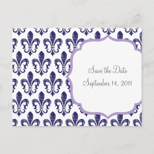Marine/Lavendel Save the Date-ansichtkaart Aankondigingskaart (Voorkant)