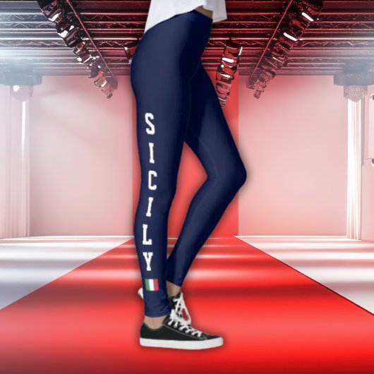 Marine Leggings met Verticale Sicilië & Italiaanse