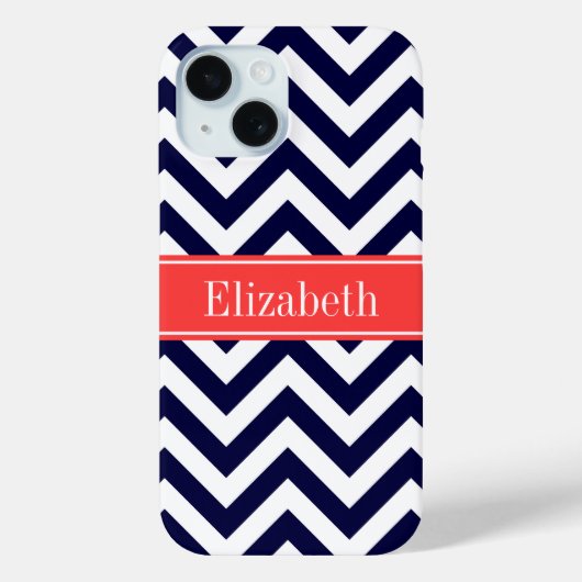 Marine Lg Chevron Koraalrood Vierbladig Naam Monog Case-Mate iPhone Case (Achterkant)