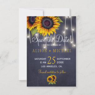 Marine licht rustieke zonnebloemen redden de datum save the date