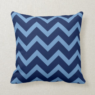 Marine & Lichtblauw Chevron Zigzag Patroon Kussen