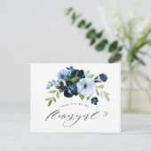 marine lichtblauwe wil je mijn bloemenmeisje kaart (Staand voorkant)