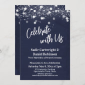 Marine & Lichten Gestreept Vier Ons Feest Met Ons Kaart (Voorkant / Achterkant)