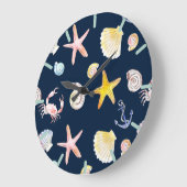 Marine Life & Anchors (Dark) Large Clock Grote Klok (Hoek)
