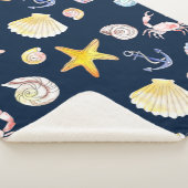 Marine Life & Anchors (Dark) Sherpa Blanket Sherpa Deken (3/4)