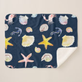 Marine Life & Anchors (Dark) Sherpa Blanket Sherpa Deken (Voorkant (horizontaal))