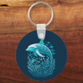 Marine Life Art | Dolfijn Grafisch Ontwerp Sleutelhanger (Achterkant)