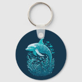 Marine Life Art | Dolfijn Grafisch Ontwerp Sleutelhanger (Achterkant)