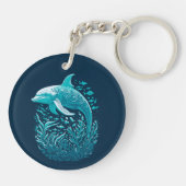 Marine Life Art | Dolfijn Grafisch Ontwerp Sleutelhanger (Achterkant)