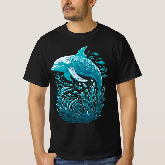 Marine Life Art | Dolfijn Grafisch Ontwerp T-shirt (Voorkant)