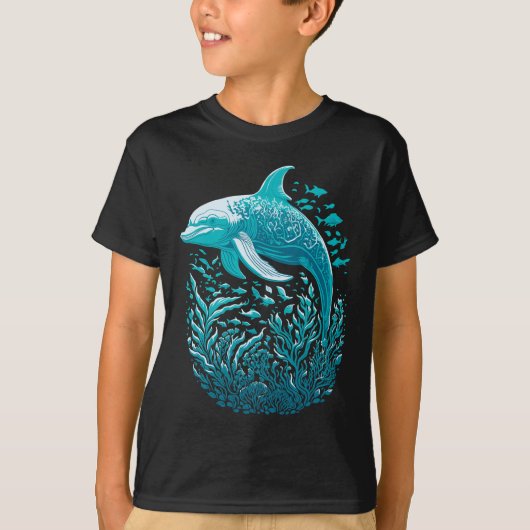 Marine Life Art | Dolfijn Grafisch Ontwerp T-shirt (Voorkant)