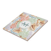 Marine Life, Colorful Underwater Monogram Tegeltje (Zijkant)