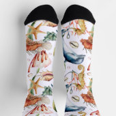 Marine Life Dolphins Seapaarden Beach Pattern Whit Sokken (Top)