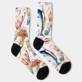 Marine Life Dolphins Seapaarden Beach Pattern Whit Sokken (Rechts)