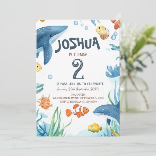 Marine Life Fish and Corals Kinderverjaardagsfeest Kaart (Staand voorkant)