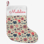 Marine Life Patroon | Jouw namen toevoegen Kleine Kerstsok (Voorkant)