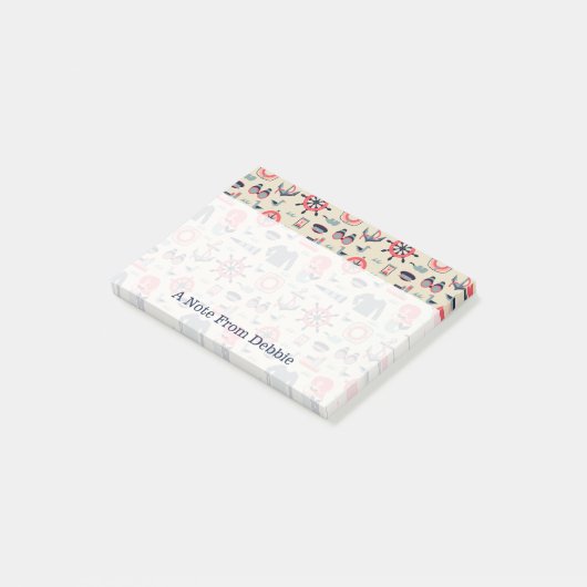 Marine Life Patroon | Jouw namen toevoegen Post-it® Notes (Schuin)