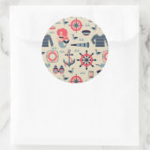 Marine Life Patroon Ronde Sticker (Tas)