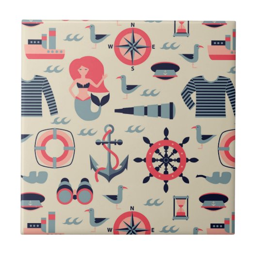 Marine Life Patroon Tegeltje (Voorkant)