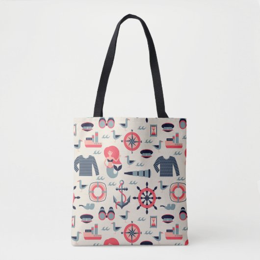 Marine Life Patroon Tote Bag (Voorkant)