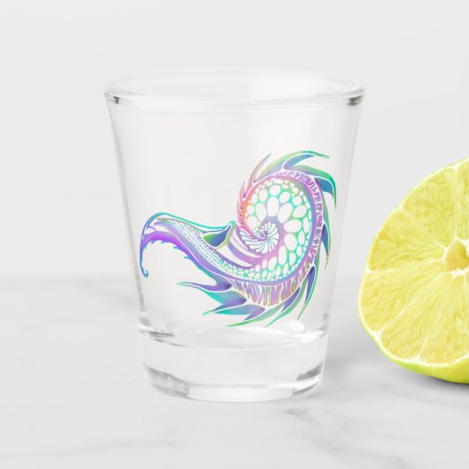 Marine Life Sketch in Neon Shot Glas (Voorkant)