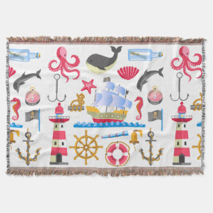 Marine Life Throw Blanket Deken