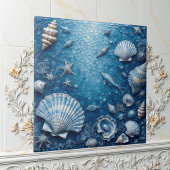 Marine Life Underwater Seashells Fish Backsplash Tegeltje