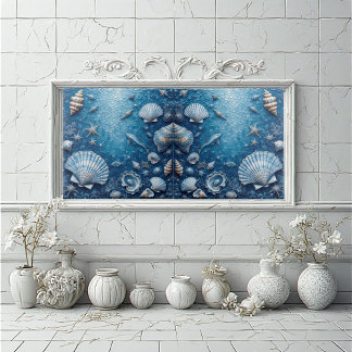 Marine Life Underwater Seashells Fish Backsplash Tegeltje