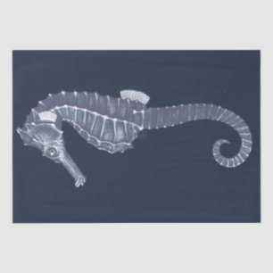 Marine Life zeepaardje op Dark Navy Blue Tissuepapier