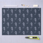 Marine Life zeepaardje op Navy Blue Tissuepapier (Craft)