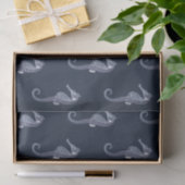 Marine Life zeepaardje op Navy Blue Tissuepapier (Geschenk)