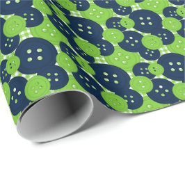 Marine & Lime Knopen Gingham - Ambacht & Naaikamer Cadeaupapier