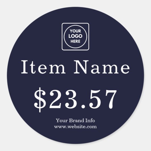Marine Logo | Moderne Aangepaste Prijslabel met Me Ronde Sticker (Voorkant)