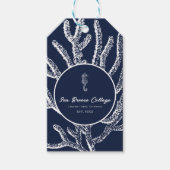 Marine Magic: Blauw & Wit Koraal & Zeepaardje Cadeaulabel (Voorkant)