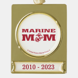 Marine mama verguld banner ornament
