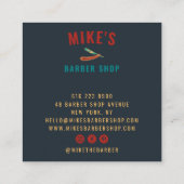  marine mannen kapperszaak scheermes haarstylist vierkante visitekaartje (Achterkant)