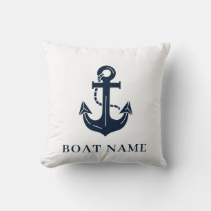 Marine marineblauwe aangepaste bootnaam kussen