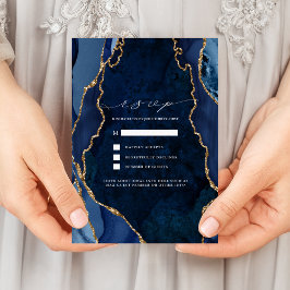 Marine marmer & goud agaat huwelijks RSVP Kaart