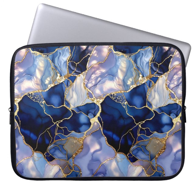 Marine marmeren laptophoes Goud Ader Case (Voorkant)