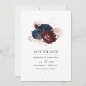  marine, maroon en Roos gouden bruiloft Save The Date (Voorkant)