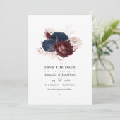  marine, maroon en Roos gouden bruiloft Save The Date (Staand voorkant)