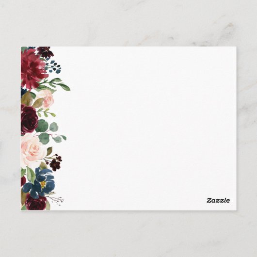 Marine Marsala Bloemenplek instellen Dank u kaart (Achterkant)