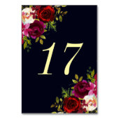 Marine Marsala Boho Bloemen Tafel Nummer Kaart (Voorkant)