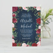 Marine Marsala Country Rustieke Bruiloft Uitnodigi Kaart (Staand voorkant)