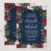 Marine Marsala Country Rustieke Bruiloft Uitnodigi Kaart (Voorkant / Achterkant)