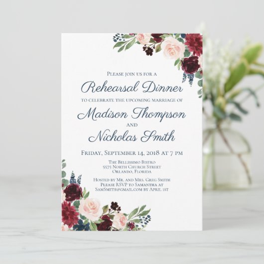 Marine Marsala uitnodigingen voor diner voorafgaan (Staand voorkant)